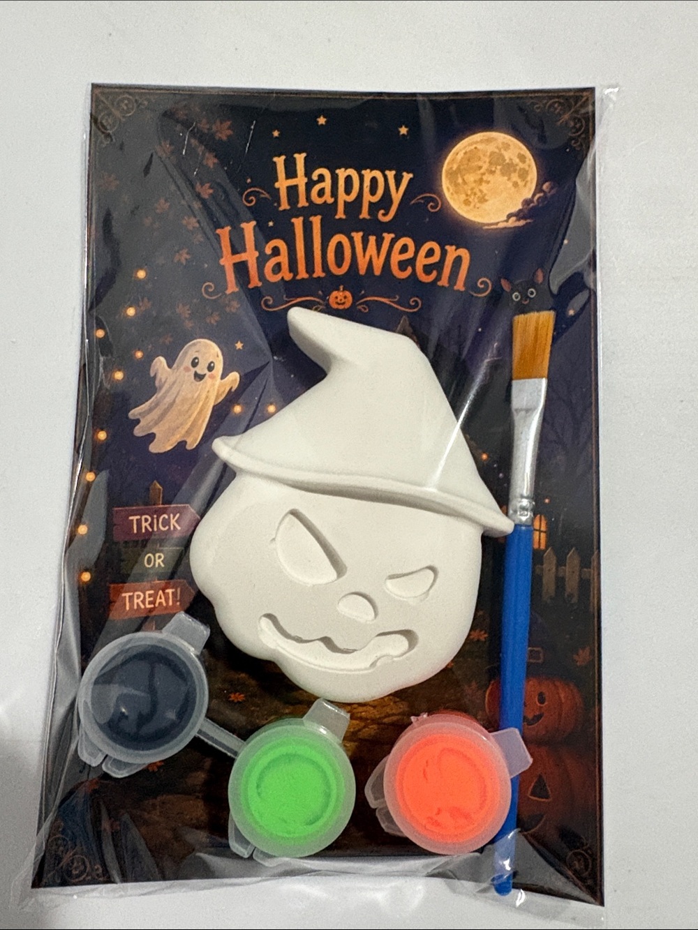 Halloween Paint-Your-Own Pumpkin Witch Decoration - White